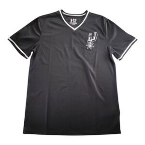 *San Antonio Spurs NBA ‎ Activewear Sports Short Sleeves  Black Large Logo Shirt